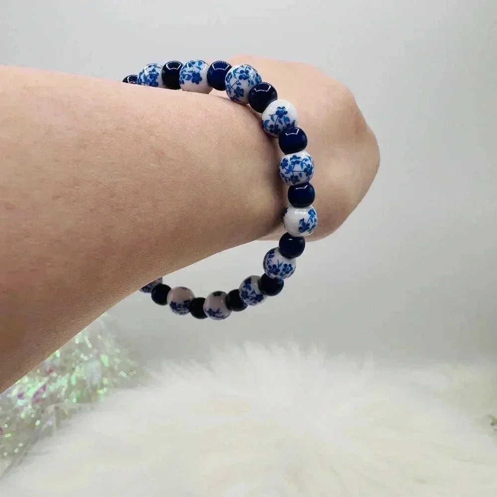 Ceramic Floral mix Beaded Stretch Bracelet